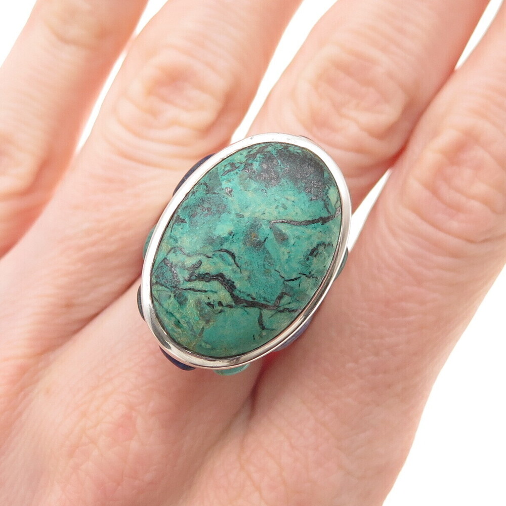 Barse 925 Sterling Silver Vintage Real Turquoise & Malachite Ring Size 9